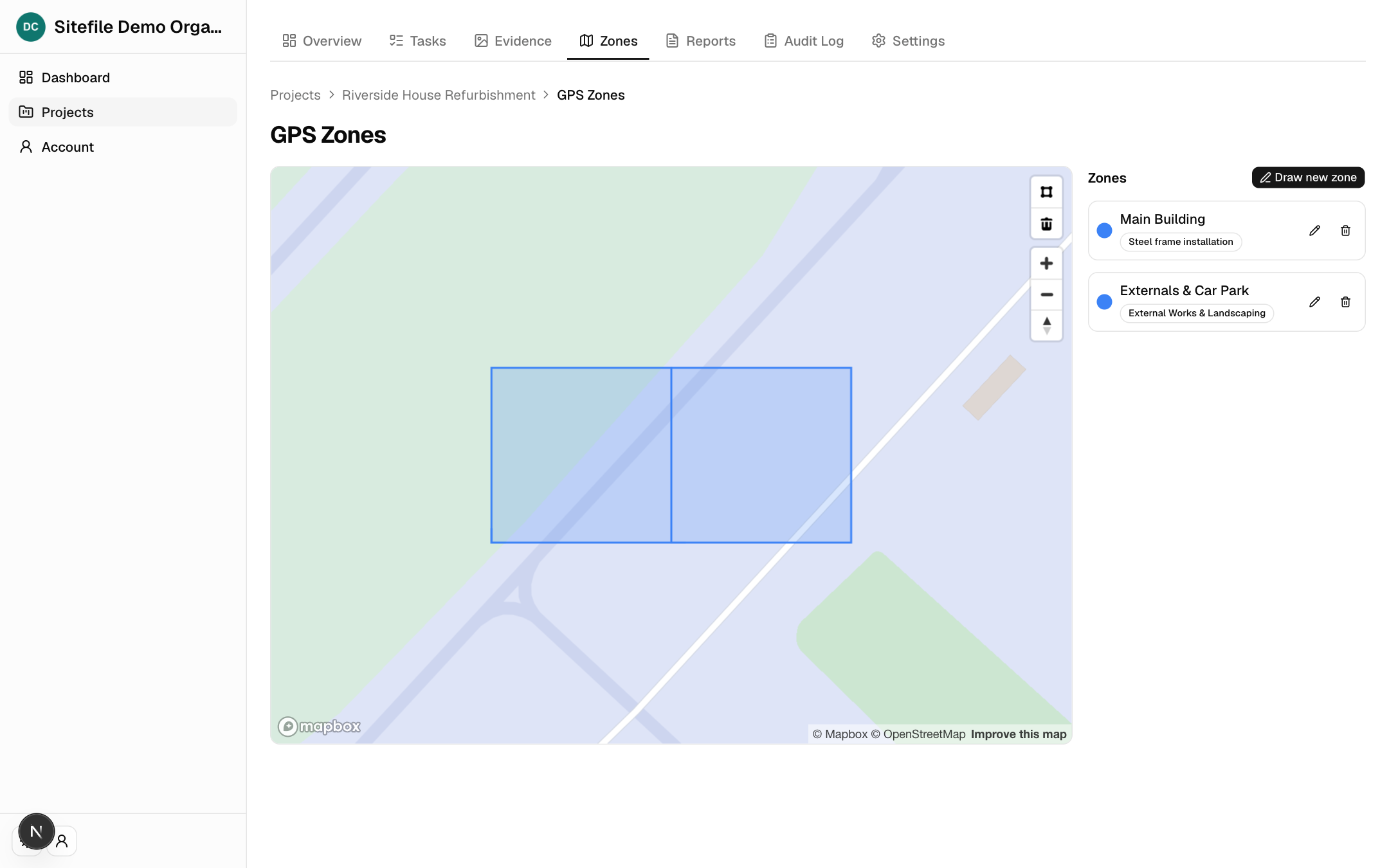 Sitefile GPS zones map editor